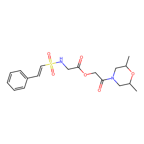 2-(2,6-Dimethylmorpholin-4-yl)-2-oxoethyl 2-(2-phenylethenesulfonamido)acetate structure