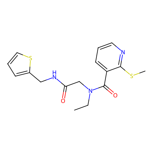 2-{N-ethyl-1-[2-(methylsulfanyl)pyridin-3-yl]formamido}-N-[(thiophen-2-yl)methyl]acetamide structure