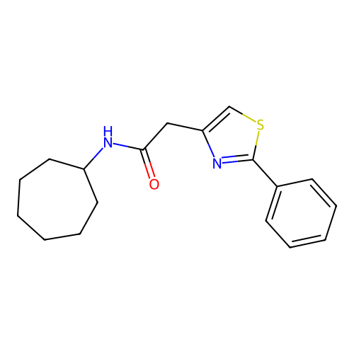 N-cycloheptyl-2-(2-phenyl-1,3-thiazol-4-yl)acetamide structure
