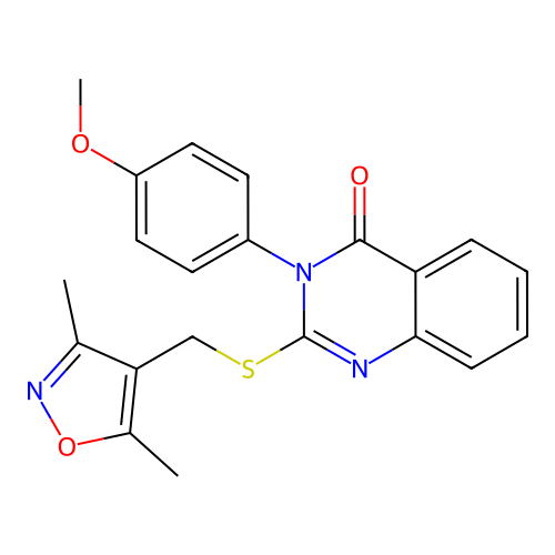2-(((3,5-Dimethylisoxazol-4-yl)methyl)thio)-3-(4-methoxyphenyl)quinazolin-4(3H)-one structure