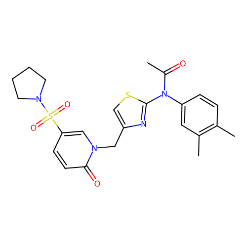 N-(3,4-Dimethylphenyl)-N-(4-((2-oxo-5-(pyrrolidin-1-ylsulfonyl)pyridin-1(2H)-yl)methyl)thiazol-2-yl)acetamide structure