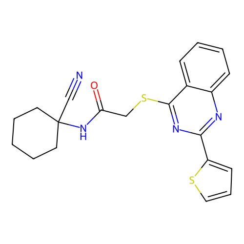 N-(1-cyanocyclohexyl)-2-{[2-(thiophen-2-yl)quinazolin-4-yl]sulfanyl}acetamide structure