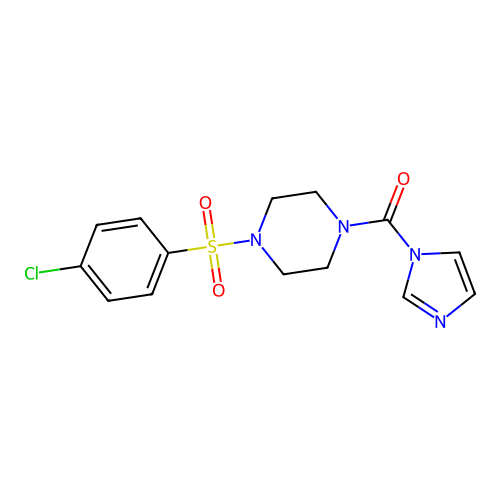 1-(4-chlorobenzenesulfonyl)-4-(1H-imidazole-1-carbonyl)piperazine structure