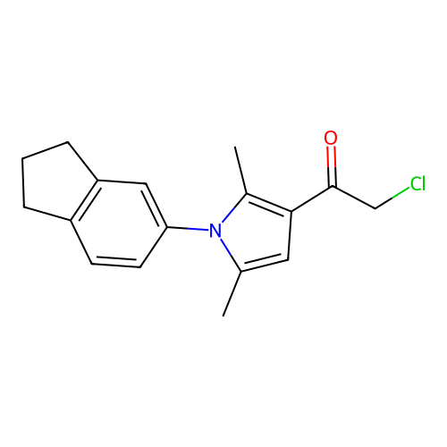 2-chloro-1-[1-(2,3-dihydro-1H-inden-5-yl)-2,5-dimethyl-1H-pyrrol-3-yl]ethan-1-one structure