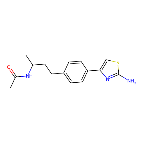 N-{4-[4-(2-amino-1,3-thiazol-4-yl)phenyl]butan-2-yl}acetamide structure
