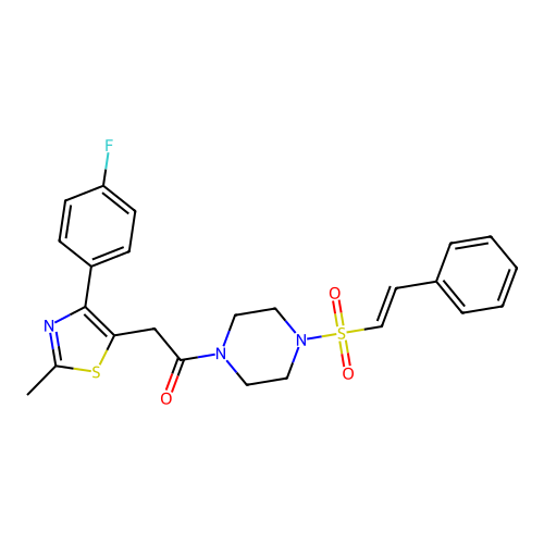 2-[4-(4-fluorophenyl)-2-methyl-1,3-thiazol-5-yl]-1-[4-(2-phenylethenesulfonyl)piperazin-1-yl]ethan-1-one structure
