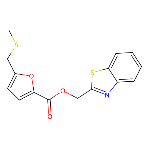 1,3-Benzothiazol-2-ylmethyl 5-(methylsulfanylmethyl)furan-2-carboxylate structure