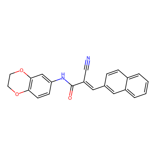 2-cyano-N-(2,3-dihydro-1,4-benzodioxin-6-yl)-3-naphthalen-2-ylprop-2-enamide structure
