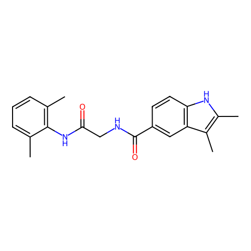 N-{2-[(2,6-dimethylphenyl)amino]-2-oxoethyl}-2,3-dimethyl-1H-indole-5-carboxamide structure