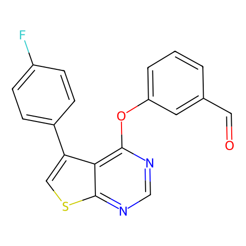 3-[5-(4-Fluorophenyl)thieno[2,3-d]pyrimidin-4-yl]oxybenzaldehyde structure