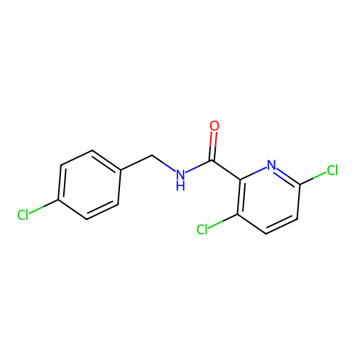 3,6-dichloro-N-[(4-chlorophenyl)methyl]pyridine-2-carboxamide structure