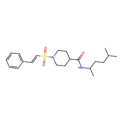 N-(5-methylhexan-2-yl)-1-(2-phenylethenesulfonyl)piperidine-4-carboxamide structure