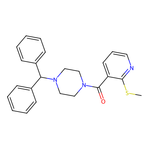 1-(Diphenylmethyl)-4-[2-(methylsulfanyl)pyridine-3-carbonyl]piperazine structure