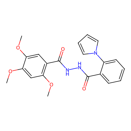 2,4,5-trimethoxy-N'-(2-pyrrol-1-ylbenzoyl)benzohydrazide structure