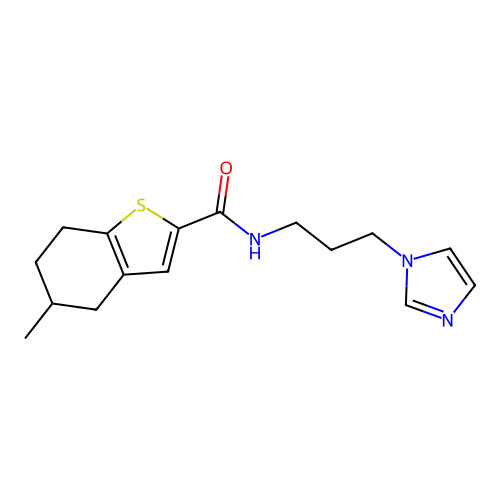 N-[3-(1H-imidazol-1-yl)propyl]-5-methyl-4,5,6,7-tetrahydro-1-benzothiophene-2-carboxamide structure