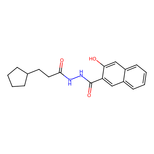 N'-(3-cyclopentylpropanoyl)-3-hydroxynaphthalene-2-carbohydrazide structure