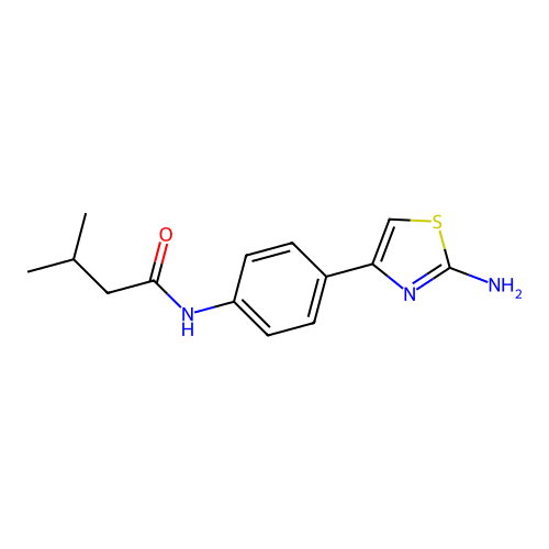 N-[4-(2-amino-1,3-thiazol-4-yl)phenyl]-3-methylbutanamide structure