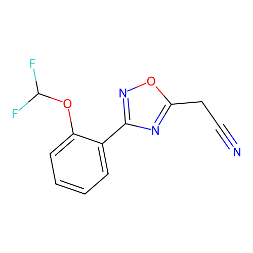 2-{3-[2-(Difluoromethoxy)phenyl]-1,2,4-oxadiazol-5-yl}acetonitrile structure