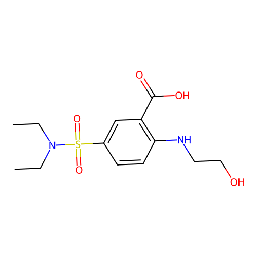 5-(Diethylsulfamoyl)-2-[(2-hydroxyethyl)amino]benzoic acid structure