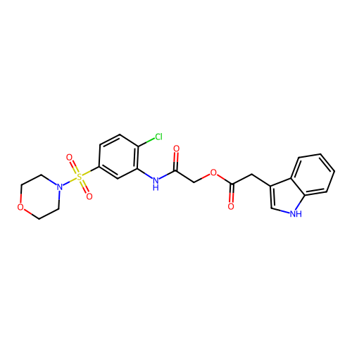 [2-(2-chloro-5-morpholin-4-ylsulfonylanilino)-2-oxoethyl] 2-(1H-indol-3-yl)acetate structure