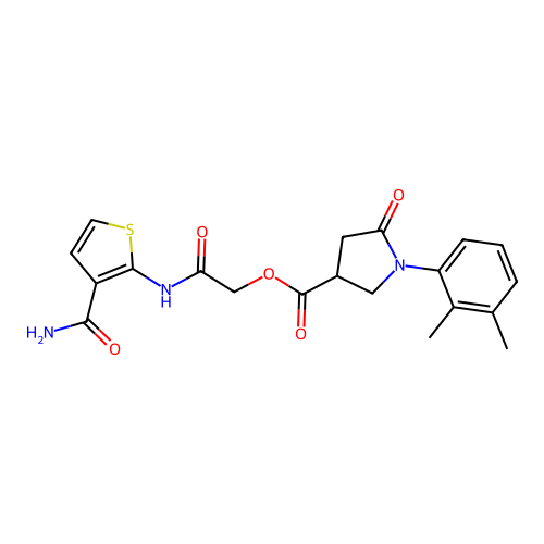 [2-[(3-carbamoylthiophen-2-yl)amino]-2-oxoethyl] 1-(2,3-dimethylphenyl)-5-oxopyrrolidine-3-carboxylate structure