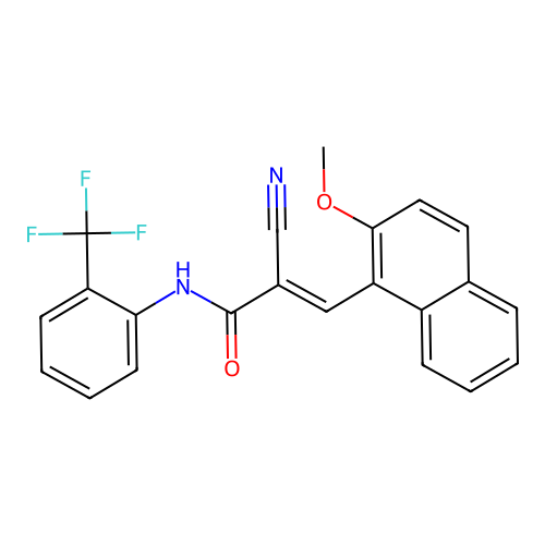 2-cyano-3-(2-methoxynaphthalen-1-yl)-N-[2-(trifluoromethyl)phenyl]prop-2-enamide structure