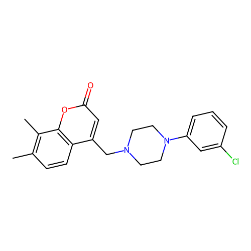 4-{[4-(3-chlorophenyl)piperazin-1-yl]methyl}-7,8-dimethyl-2H-chromen-2-one structure