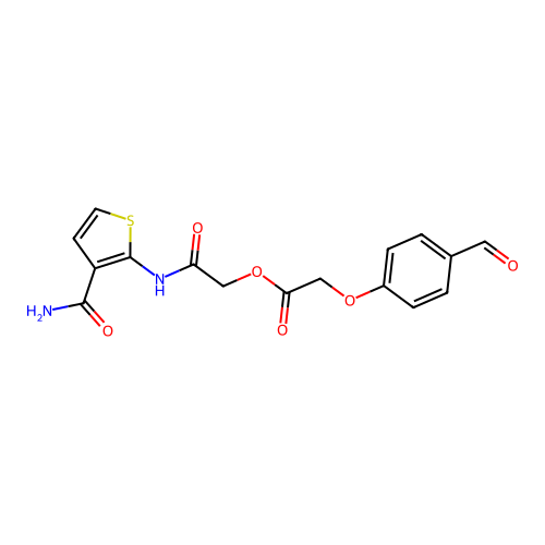 [2-[(3-Carbamoylthiophen-2-yl)amino]-2-oxoethyl] 2-(4-formylphenoxy)acetate structure