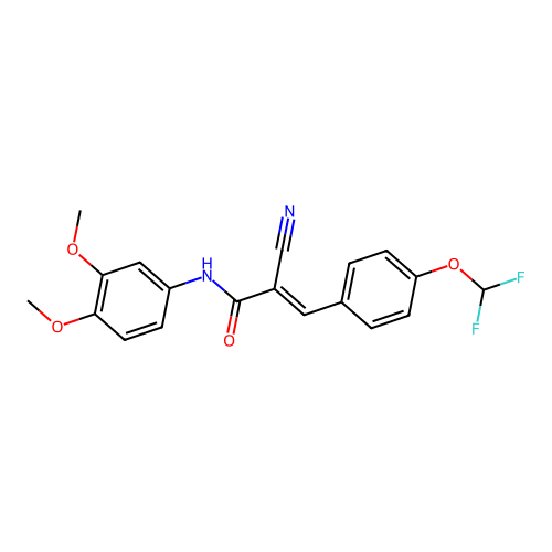 2-cyano-3-[4-(difluoromethoxy)phenyl]-N-(3,4-dimethoxyphenyl)prop-2-enamide structure