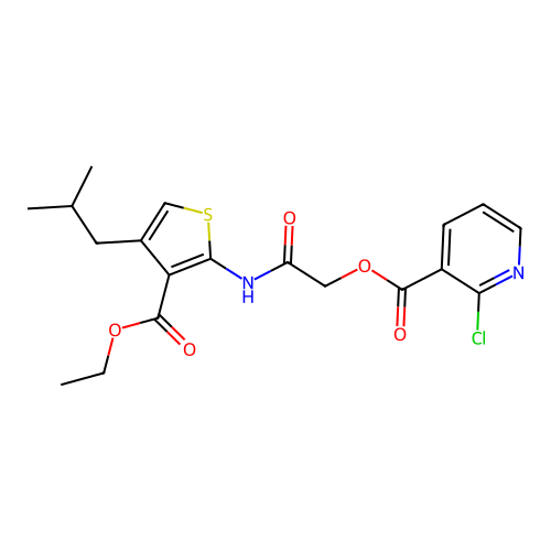 [2-[[3-ethoxycarbonyl-4-(2-methylpropyl)thiophen-2-yl]amino]-2-oxoethyl] 2-chloropyridine-3-carboxylate structure