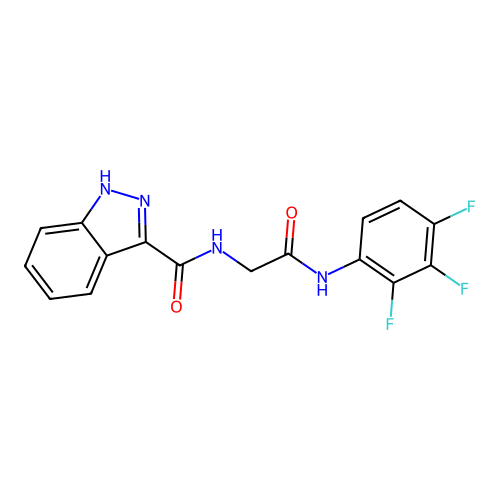 N-[2-oxo-2-(2,3,4-trifluoroanilino)ethyl]-1H-indazole-3-carboxamide structure