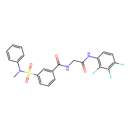 3-[methyl(phenyl)sulfamoyl]-N-[2-oxo-2-(2,3,4-trifluoroanilino)ethyl]benzamide structure