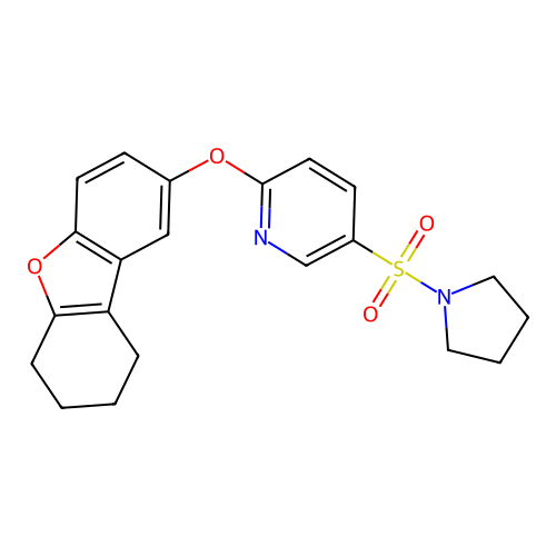 2-{8-oxatricyclo[7.4.0.0^{2,7}]trideca-1(9),2(7),3,5-tetraen-4-yloxy}-5-(pyrrolidine-1-sulfonyl)pyridine structure