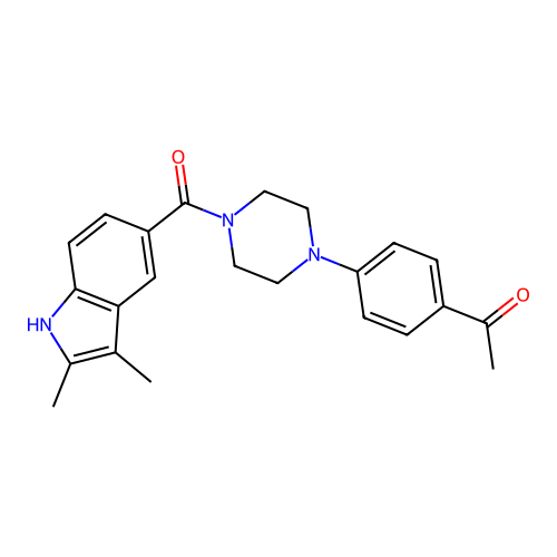 1-[4-[4-(2,3-dimethyl-1H-indole-5-carbonyl)piperazin-1-yl]phenyl]ethanone structure