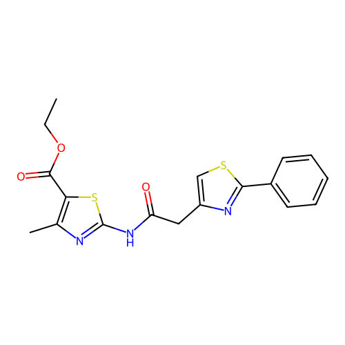 ethyl 4-methyl-2-(2-(2-phenylthiazol-4-yl)acetamido)thiazole-5-carboxylate structure