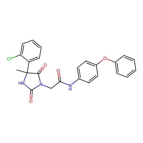 2-(4-(2-Chlorophenyl)-4-methyl-2,5-dioxoimidazolidin-1-yl)-N-(4-phenoxyphenyl)acetamide structure
