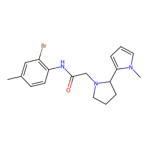 N-(2-bromo-4-methylphenyl)-2-[2-(1-methylpyrrol-2-yl)pyrrolidin-1-yl]acetamide structure