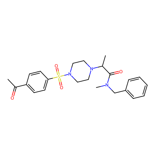 2-[4-(4-acetylphenyl)sulfonylpiperazin-1-yl]-N-benzyl-N-methylpropanamide structure