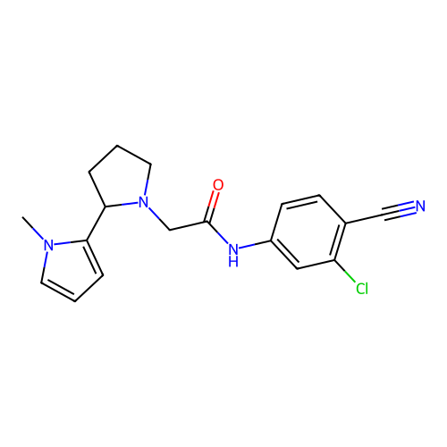 N-(3-chloro-4-cyanophenyl)-2-[2-(1-methylpyrrol-2-yl)pyrrolidin-1-yl]acetamide structure