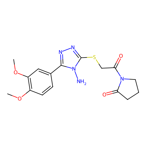 1-[2-[[4-amino-5-(3,4-dimethoxyphenyl)-1,2,4-triazol-3-yl]sulfanyl]acetyl]pyrrolidin-2-one structure
