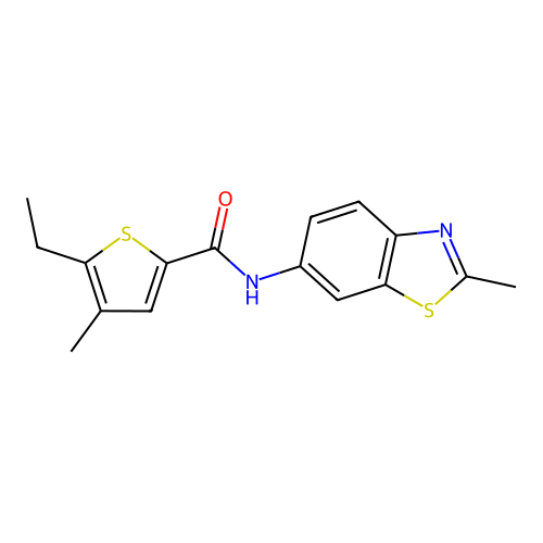 5-ethyl-4-methyl-N-(2-methyl-1,3-benzothiazol-6-yl)thiophene-2-carboxamide structure