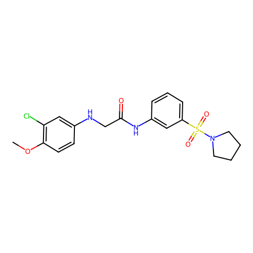 2-(3-chloro-4-methoxyanilino)-N-(3-pyrrolidin-1-ylsulfonylphenyl)acetamide structure