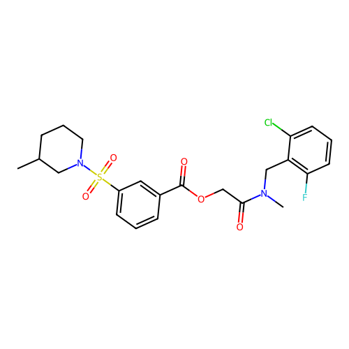 [2-[(2-chloro-6-fluorophenyl)methyl-methylamino]-2-oxoethyl] 3-(3-methylpiperidin-1-yl)sulfonylbenzoate structure