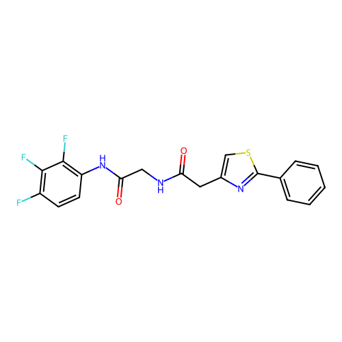 N-[2-oxo-2-(2,3,4-trifluoroanilino)ethyl]-2-(2-phenyl-1,3-thiazol-4-yl)acetamide structure