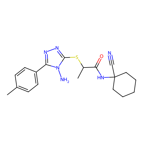 2-((4-Amino-5-(p-tolyl)-4H-1,2,4-triazol-3-yl)thio)-N-(1-cyanocyclohexyl)propanamide structure