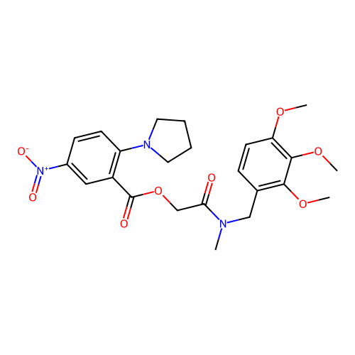 [2-[methyl-[(2,3,4-trimethoxyphenyl)methyl]amino]-2-oxoethyl] 5-nitro-2-pyrrolidin-1-ylbenzoate structure