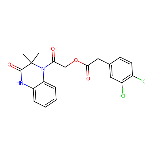 [2-(2,2-dimethyl-3-oxo-4H-quinoxalin-1-yl)-2-oxoethyl] 2-(3,4-dichlorophenyl)acetate structure