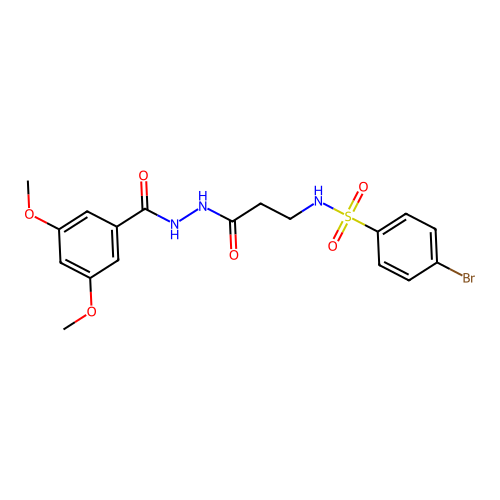 4-bromo-N-[3-[2-(3,5-dimethoxybenzoyl)hydrazinyl]-3-oxopropyl]benzenesulfonamide structure