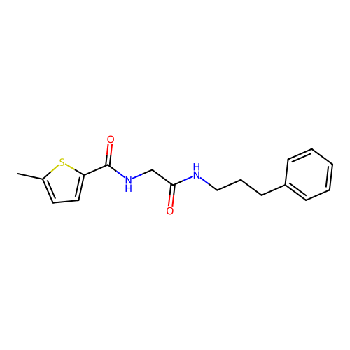 5-methyl-N-[2-oxo-2-(3-phenylpropylamino)ethyl]thiophene-2-carboxamide structure