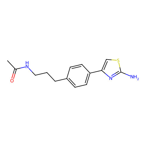 N-{3-[4-(2-amino-1,3-thiazol-4-yl)phenyl]propyl}acetamide structure